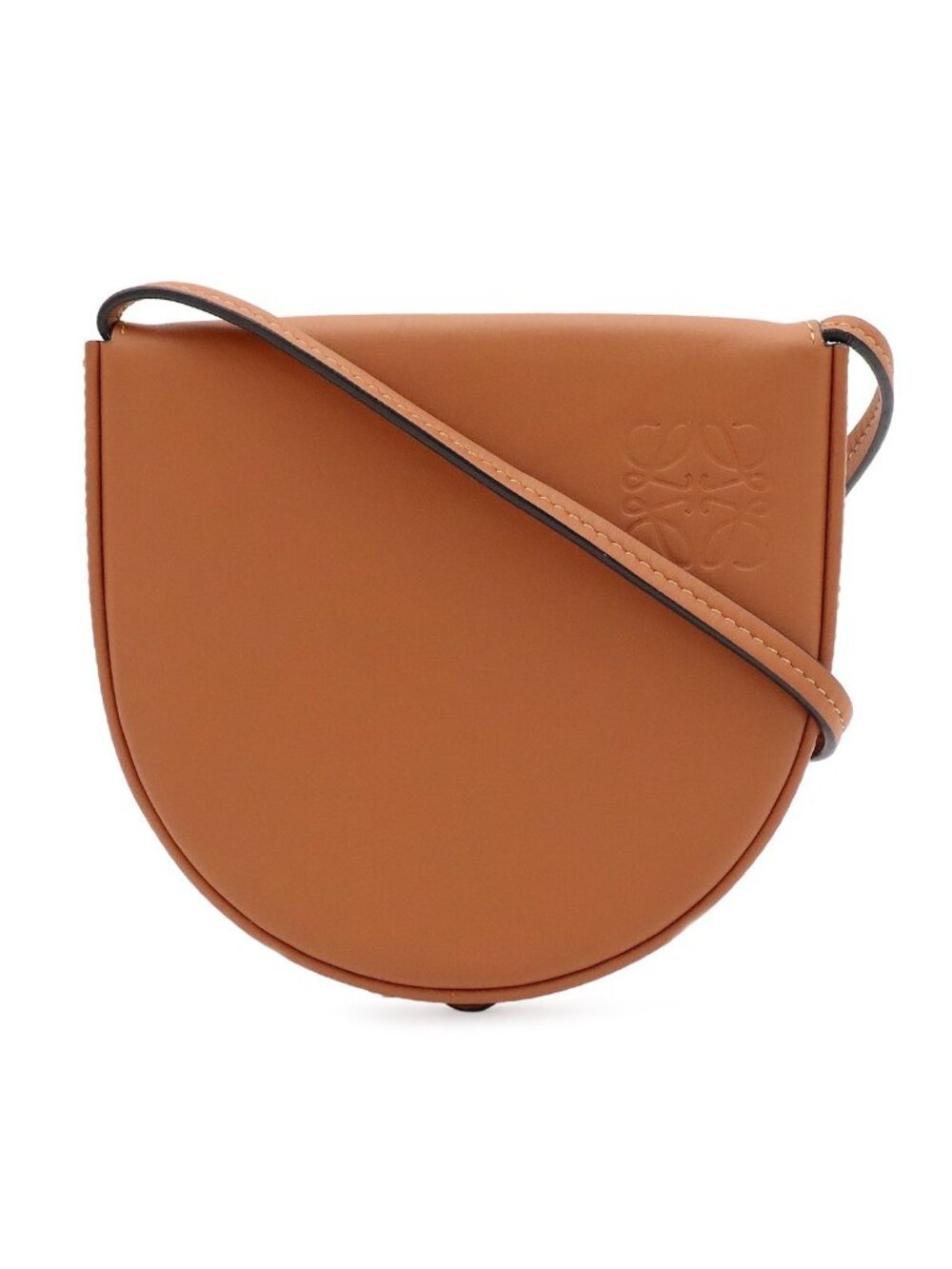 Loewe Anagram Heel Pouch Small Shoulder Bag Pochette Crossbody Calf Leather Tan